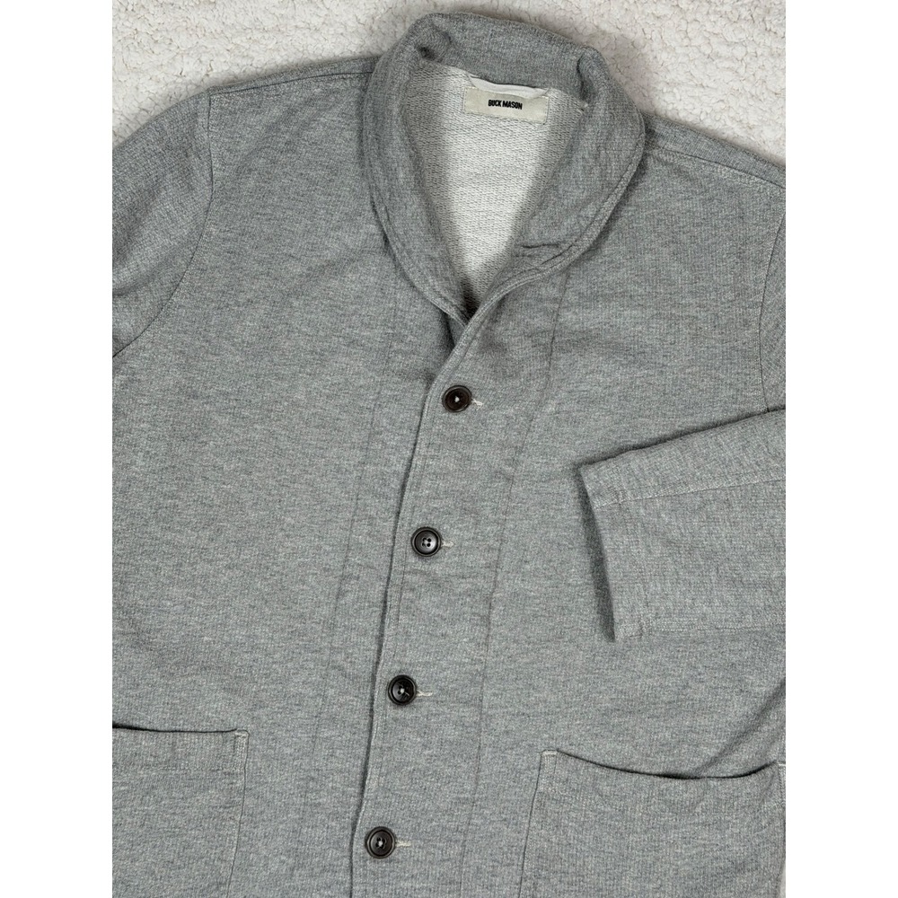 Buck Mason Men Small Interloop Shawl Collar Cardigan Jacket Gray Cotton
